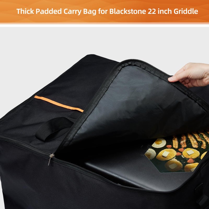 NOELIFE Padded Carry Bag for Blackstone 22 inch Griddle with Hood Lid and Stand, 600D water-resistant Outdoor BBQ Grilling Carry Bag Fit for Model 1891, Black (Bag Only) - Image 3